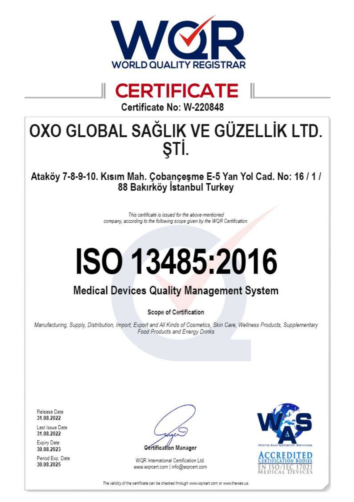 ISO 134852016 MADICAL DEVICES QUALITY MANAGEMENT SYSTEM